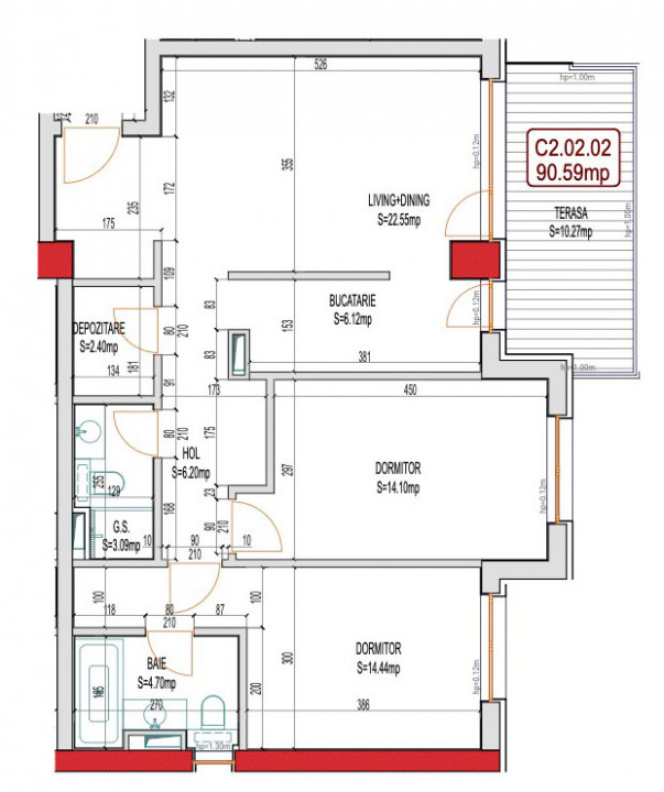 Apartament 2 camere tip 2 - C2 - Rate la Dezvoltator !
