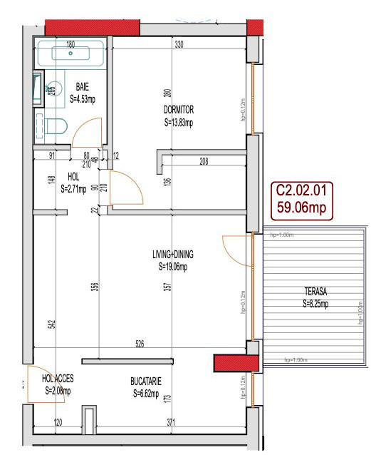 Apartament 2 camere tip 1 - C2 par - Rate la Dezvoltator !