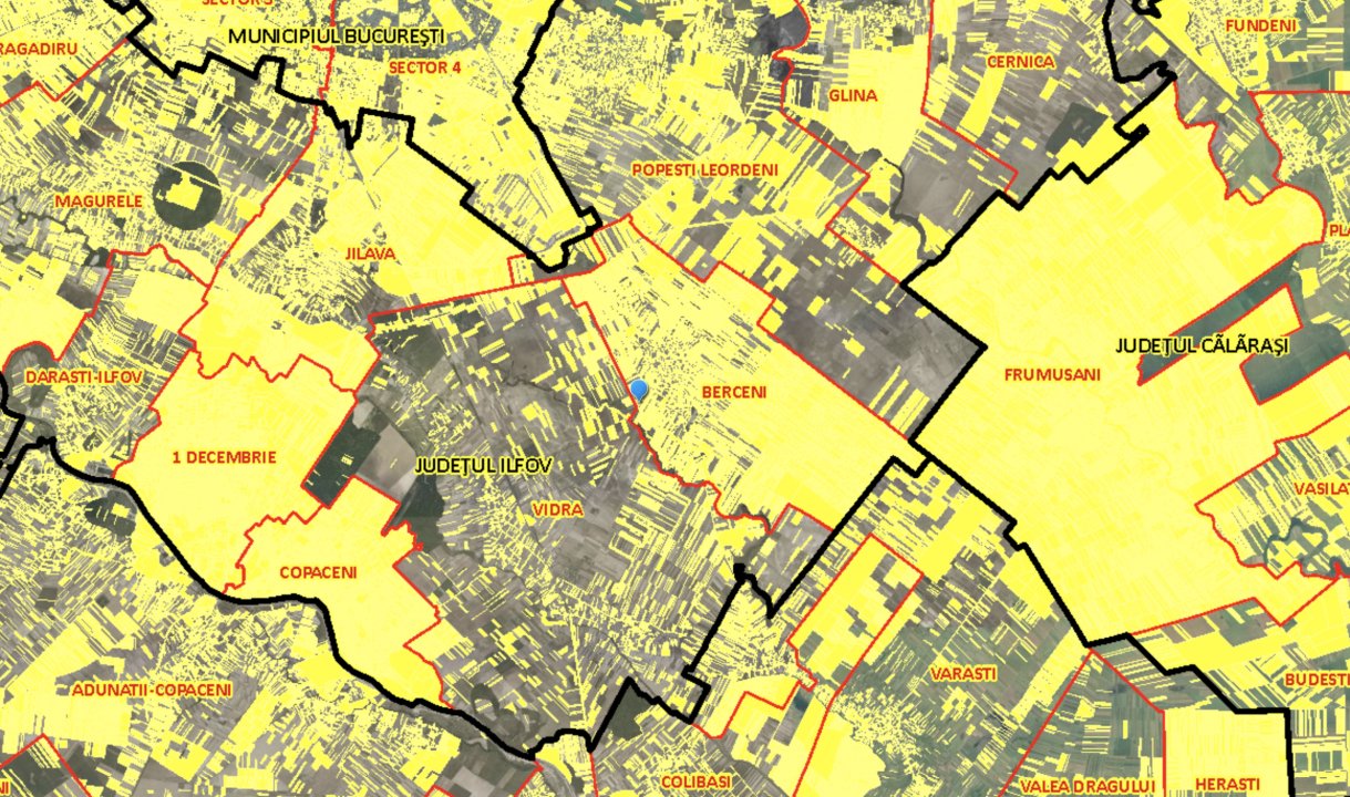 Teren Berceni intravilan 1250 mp,deschidere 77mp,Comision 0% cumparator,Urbanism