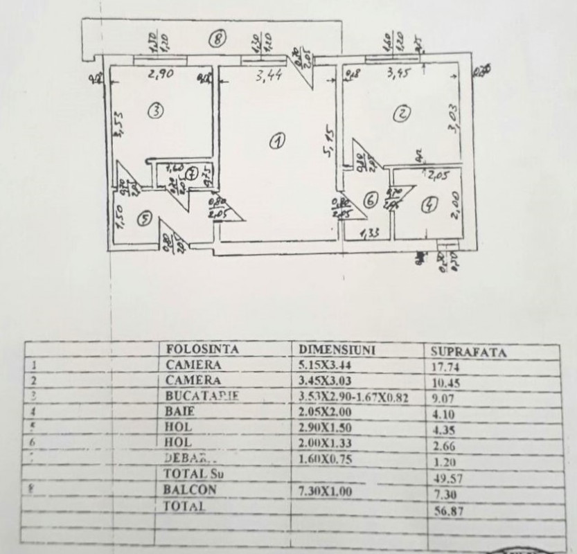 2 camere Militari - Gorjului etaj 3 bloc 1979