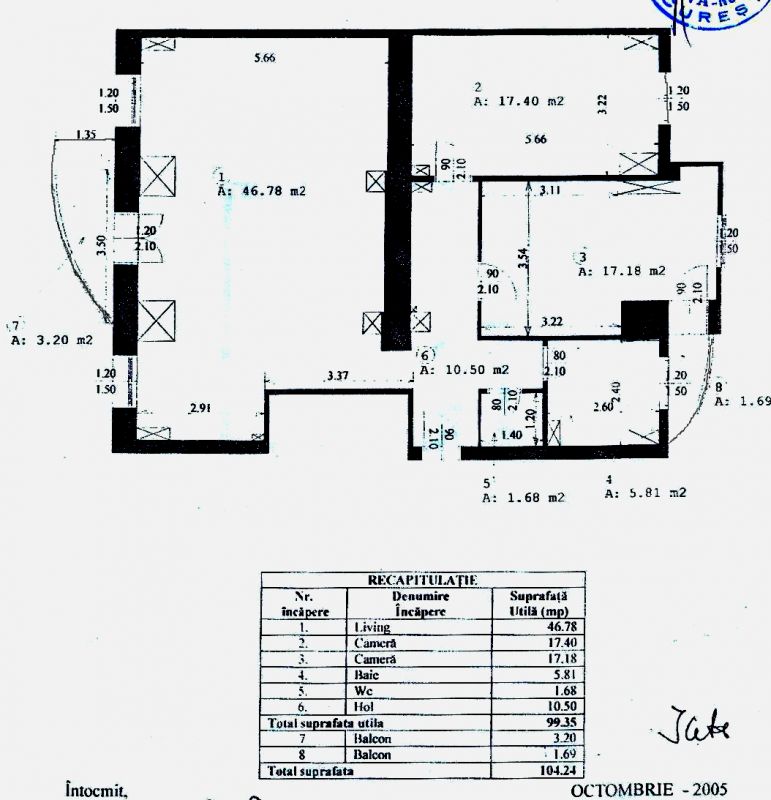 3 camere decomandat, et 2/9, SU 100mp, bloc 2005, Mihalache(1 Mai) - Turda