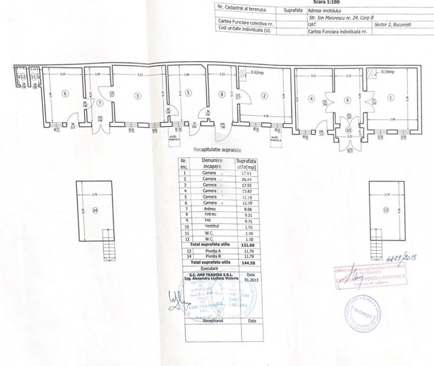 Vila 1950 121 mp s.u.  Mosilor-Ion Maiorescu nr.24 260 mp teren 